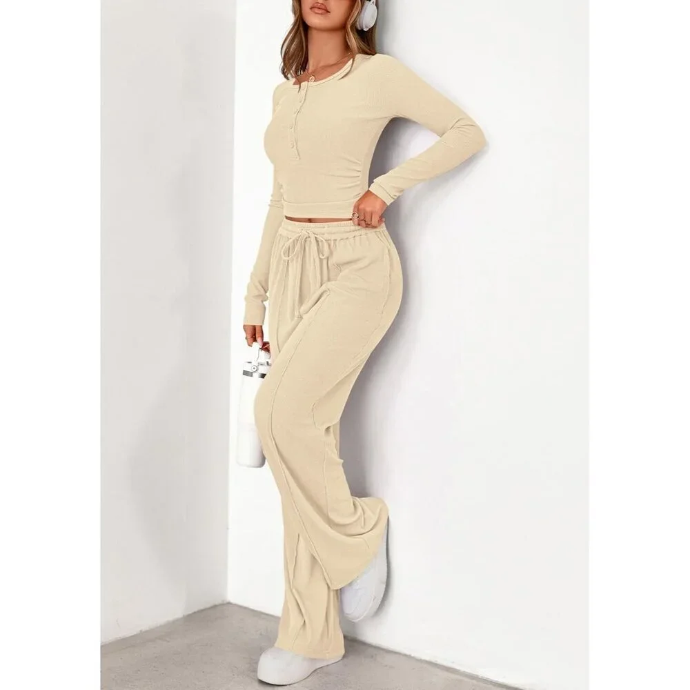 Women's 2 Piece Lounge Set Polyester Blend Fall Casual Matching Outfit